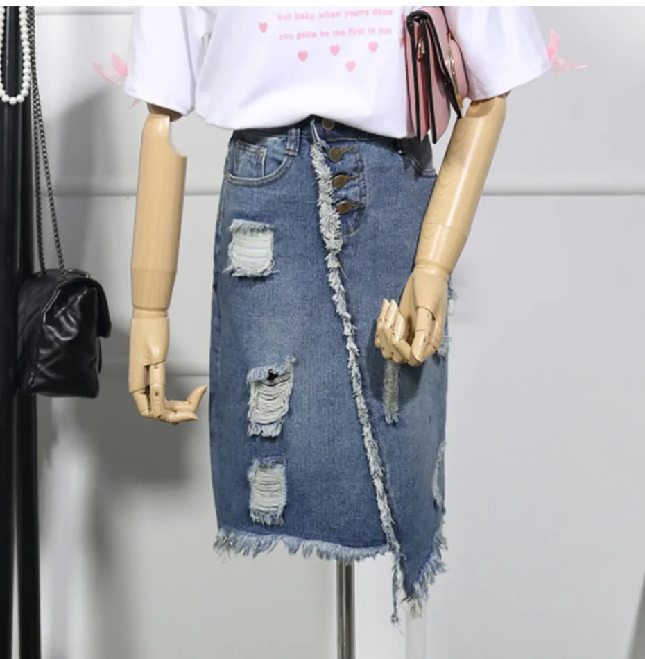 Women's Summer Casual Pencil Midi Denim Skirt